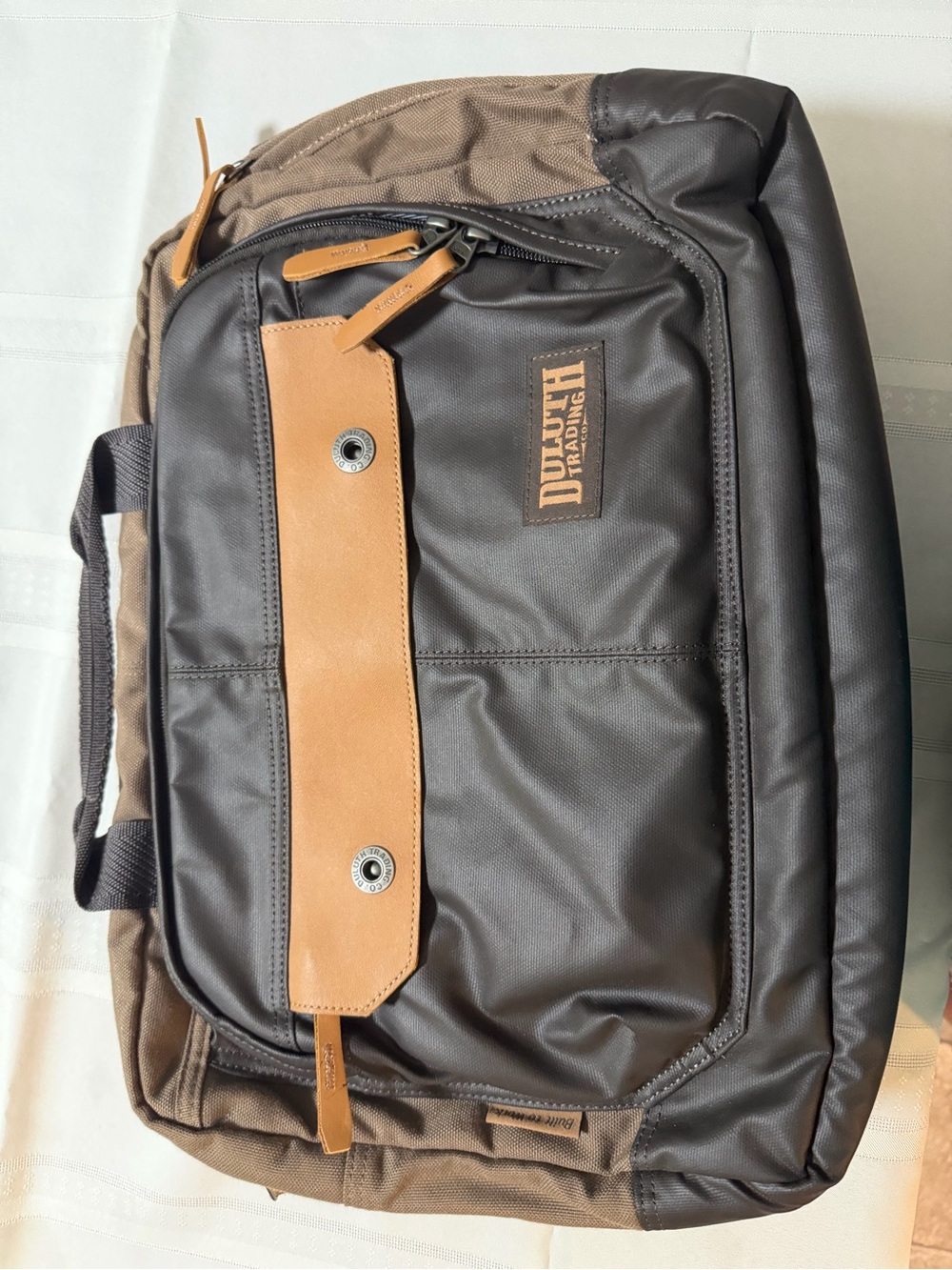 Duluth Trading Co Brown & Tan Laptop Briefcase messenger convertible bag